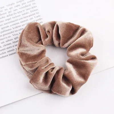 Color: green - New Fashion gold velvet Women Pure color wild Large intestine Elastic Hair Sports Dance Scrunchie Girls Hair Accessories