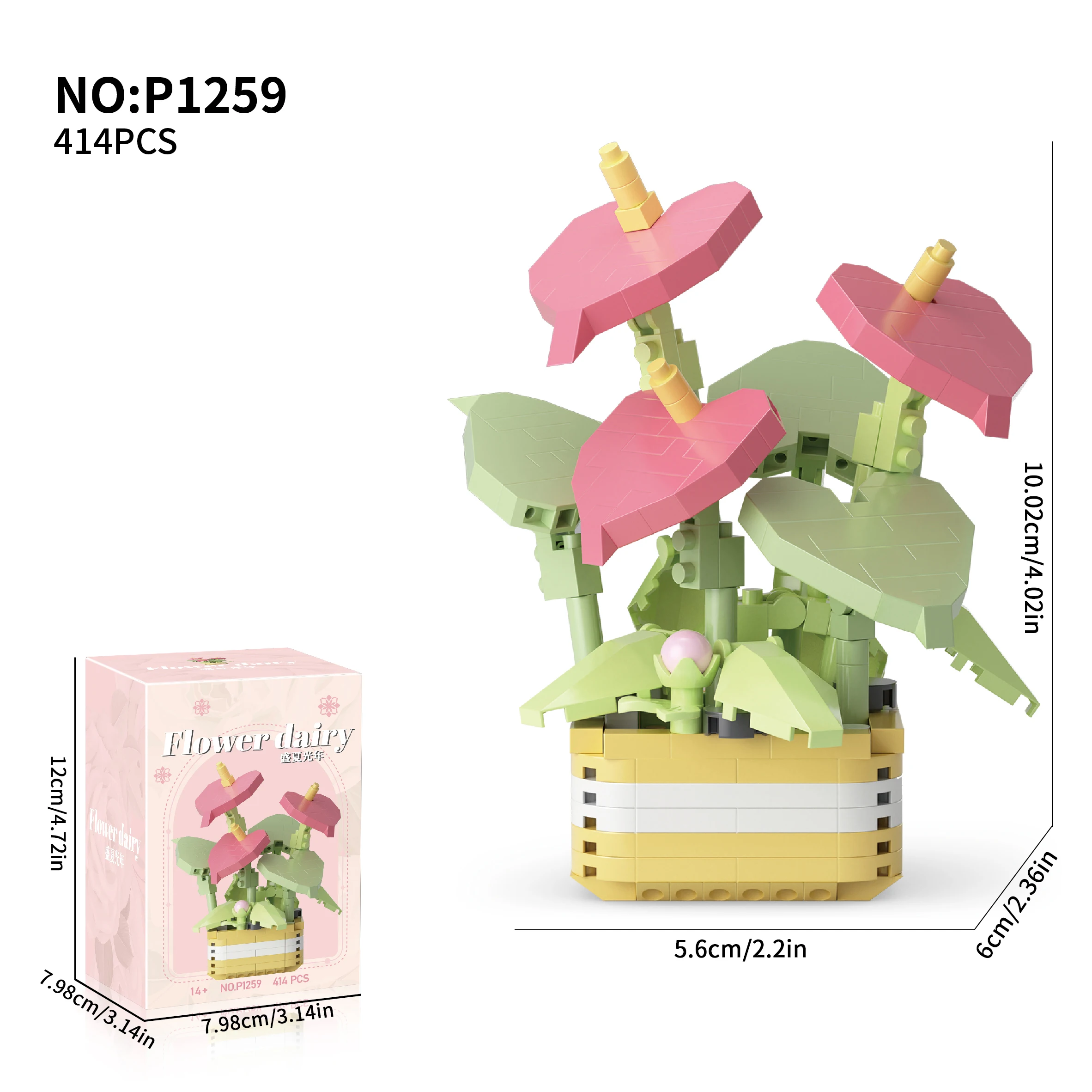 Color: Green - Flowers Plants Bonsai Building Blocks Succulent Potted Assembly Bricks Model Desktop Decoration Girl Toys Kids Holiday Gifts