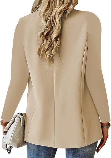 Color: Blue, Size: XL - Womens Spring Winter Down Full Long Sleeve Coat Autumn Blazer Button Outwear Suit Cardigan Female