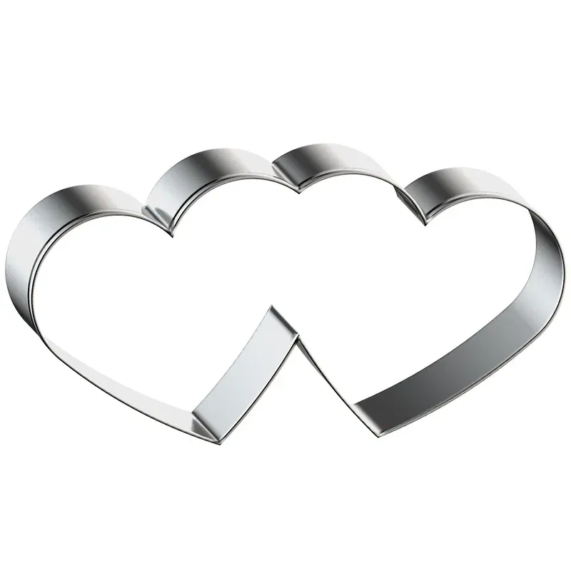 Color: Light Grey - Heart Cookie Cutter Stainless Steel Biscuit Knife Baking Fruit Kitchen Tools Mold Embossing Printing