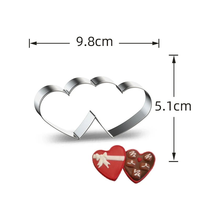 Color: Light Grey - Heart Cookie Cutter Stainless Steel Biscuit Knife Baking Fruit Kitchen Tools Mold Embossing Printing
