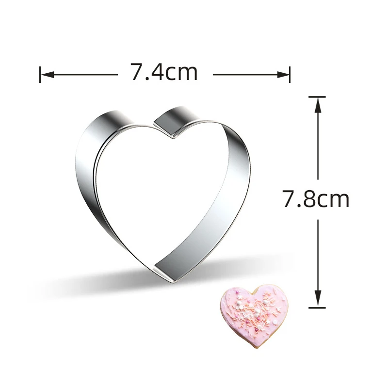 Color: Light Grey - Heart Cookie Cutter Stainless Steel Biscuit Knife Baking Fruit Kitchen Tools Mold Embossing Printing