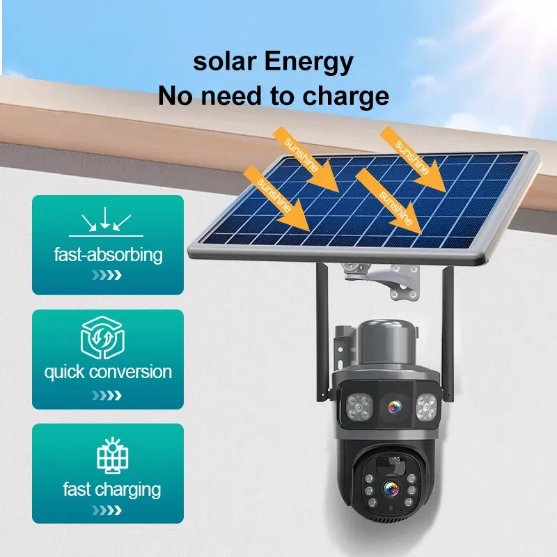 Color: Blue - DIDSeth 4G PTZ IP Solar Camera 4G SIM Card CCTV Wireless WIFI Solar Outdoor Waterproof 360 IP Camera Pan Tilt Eseecould APP