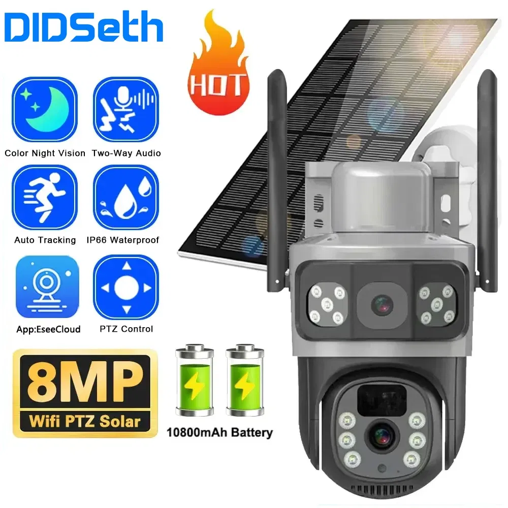 Color: Blue - DIDSeth 4G PTZ IP Solar Camera 4G SIM Card CCTV Wireless WIFI Solar Outdoor Waterproof 360 IP Camera Pan Tilt Eseecould APP