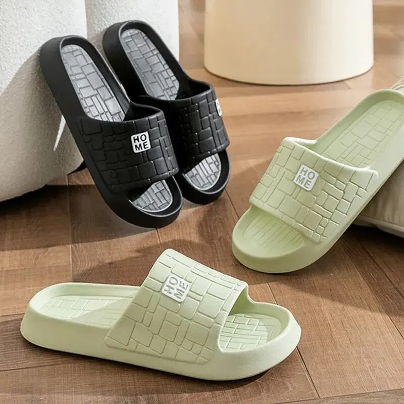 Shoe Size: 42, Color: Black - Summer Slippers Women Men Couple Home Slides Sandals EVA Thick Sole Light Weight Flip Flops Home Indoor Bothe Shower Shoes
