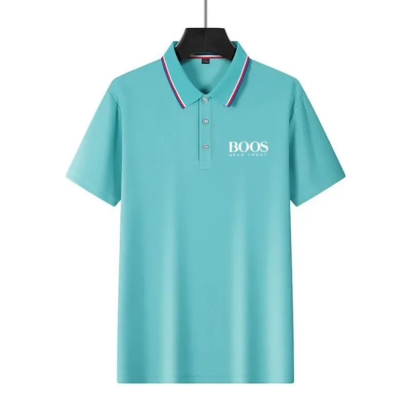 Color: Gold, Size: XXXL - 2025 Summer New Men's Short Sleeved Embroidered Polo Shirt Breathable Lightweight Shirt Luxurious Top Casual Lapel Men's T-shirt