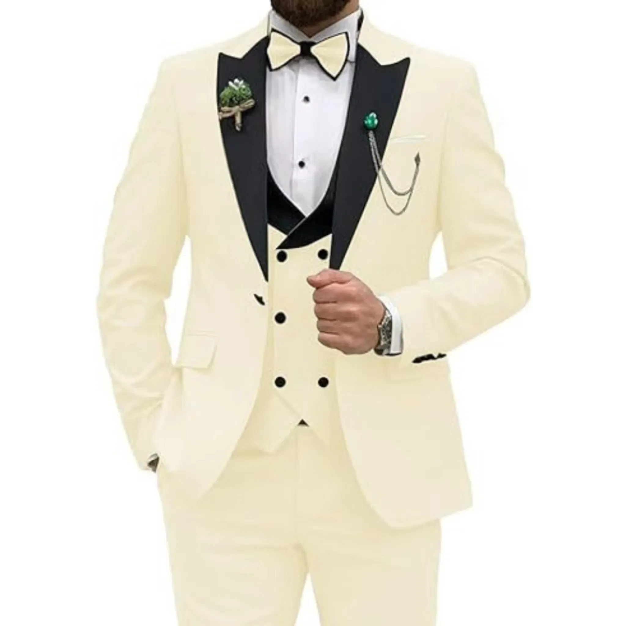 Color: Pink, Size: S - Men Suit Colorful Luxury Blazer Vest And Pant Sets 3 Piece Birthday Dress Business  Prom Evening Party Costumes High Quality