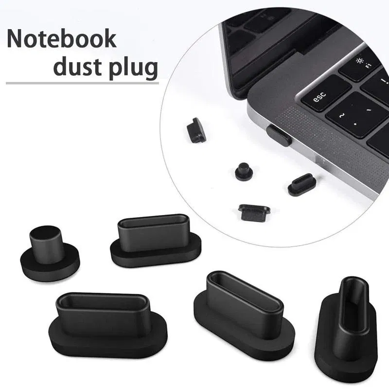 Color: Blue - 5pcs/set Silicone Data Port Anti Dustproof Plugs For MacBook Air 13 A1932 Touch Bar 13&15 Dust Plug Stopper Cover Set