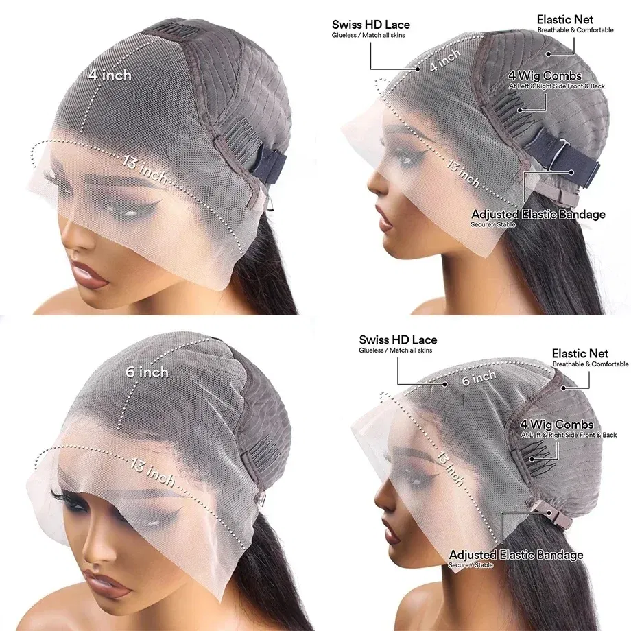 Ships From: CHINA, Stretched Length: 42inches, Density: 180%, Lace Size: 13x4 - Body wave hd transparent lace wig 13x6 human hair For Women choice Pre Plucked 30 40 Inch wavy Frontal brazilian cheap Wigs