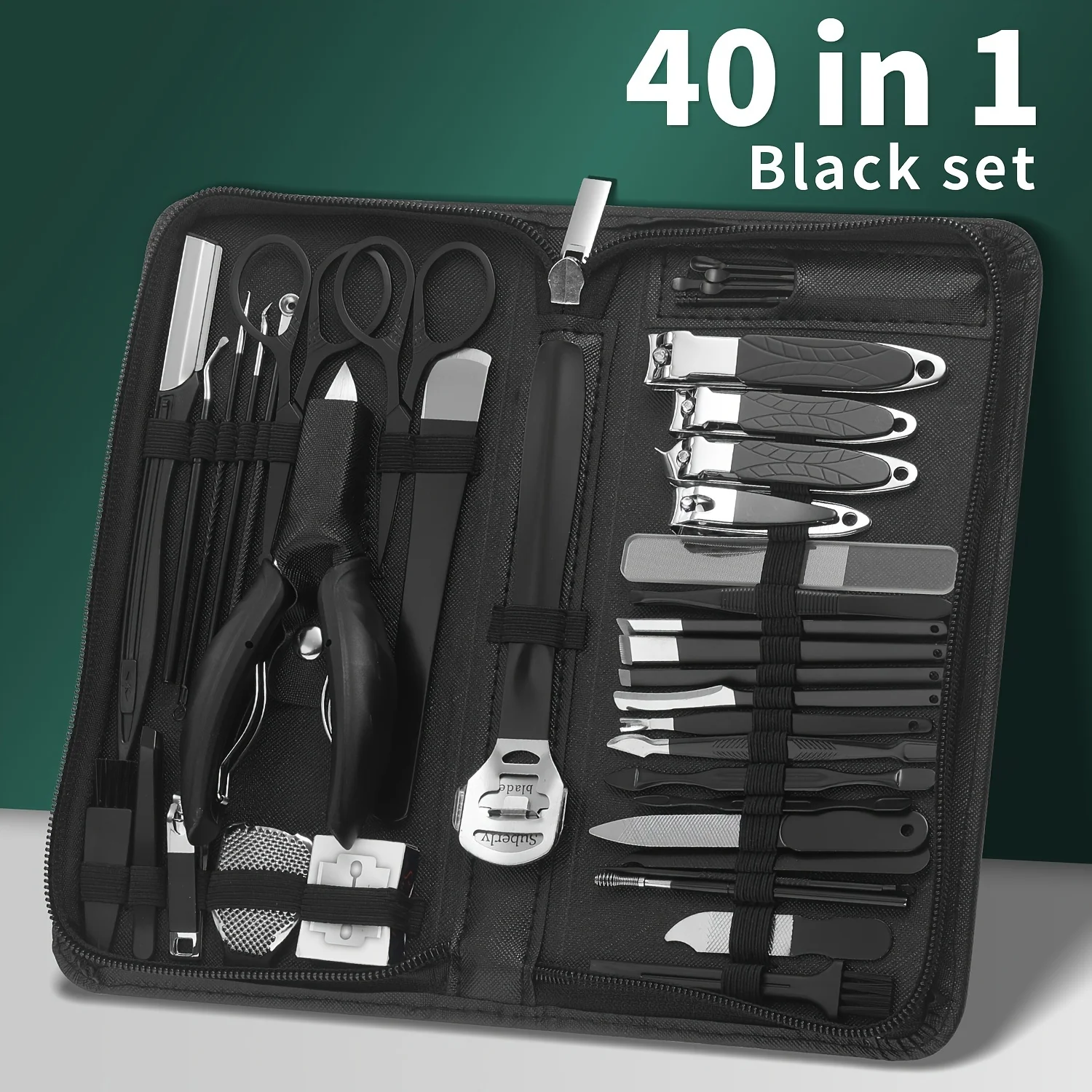 Color: WHITE - 9/40 pcs Full Function Manicure Set, Stainless SteelNail Clippers Pedicure Kit, Toenail Clippers Kit