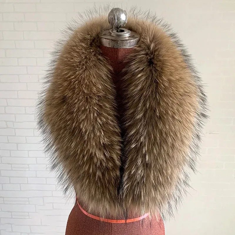 Color: Emerald Green, Size: XL - 100% Natural Real Fox Fur Collar For Women Men Coat Jacket Fur Scarf Winter Extra Large Size Neck Warmer Fur Scarf Shawls Wraps