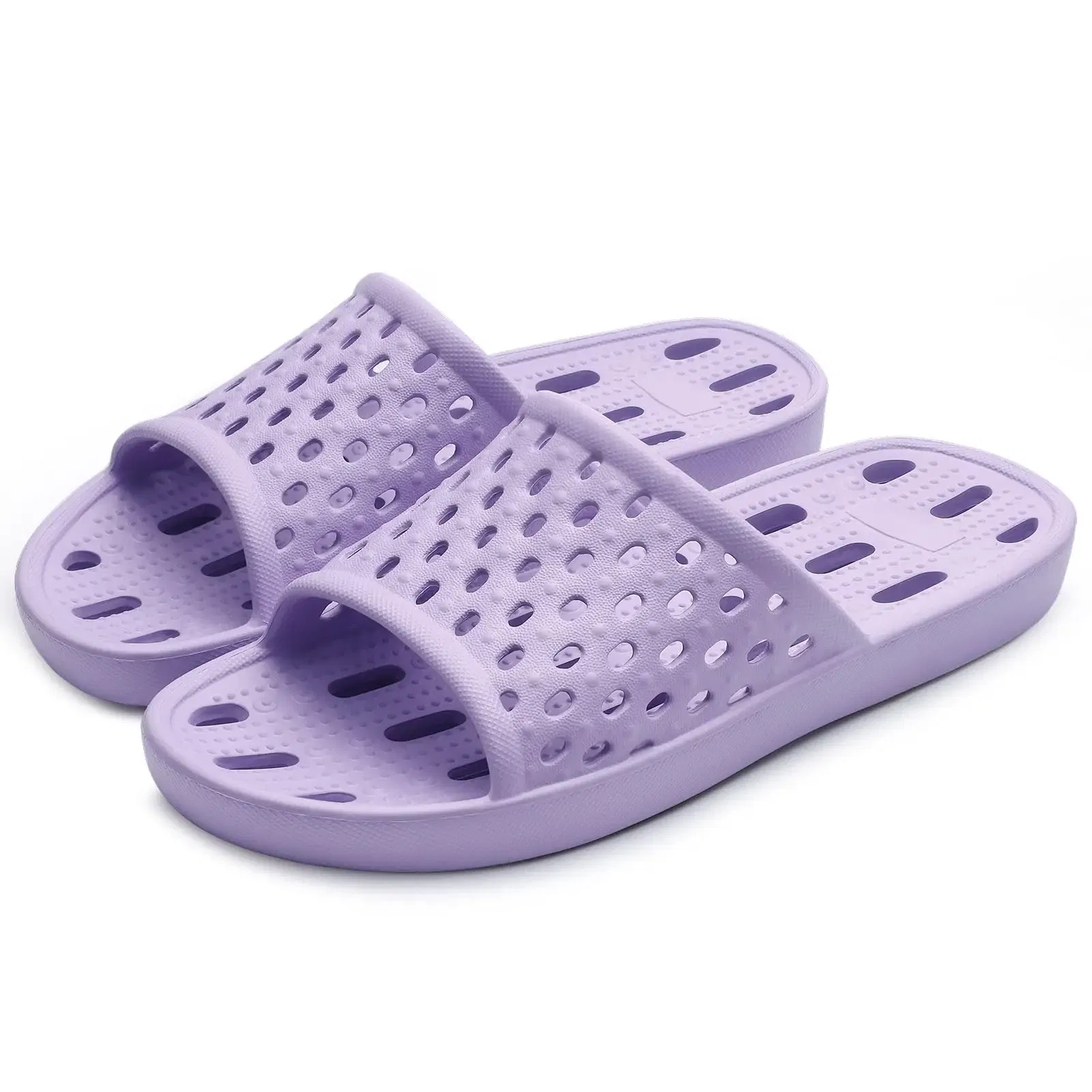 Color: Olivine, Shoe Size: 36 - Pallene Summer New Shower Shoes For Women Quick Dry Pool Sandals With Drain Holes Bathroom Slides Lightweight EVA Home Slippers