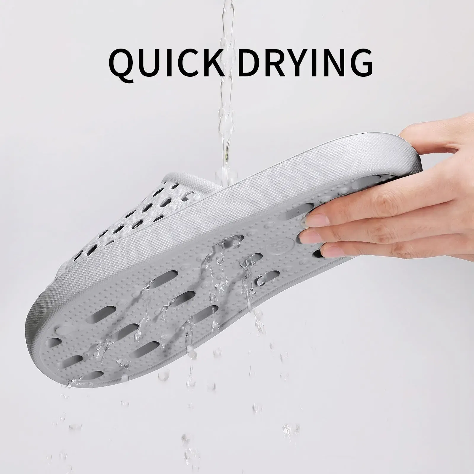 Color: Olivine, Shoe Size: 36 - Pallene Summer New Shower Shoes For Women Quick Dry Pool Sandals With Drain Holes Bathroom Slides Lightweight EVA Home Slippers