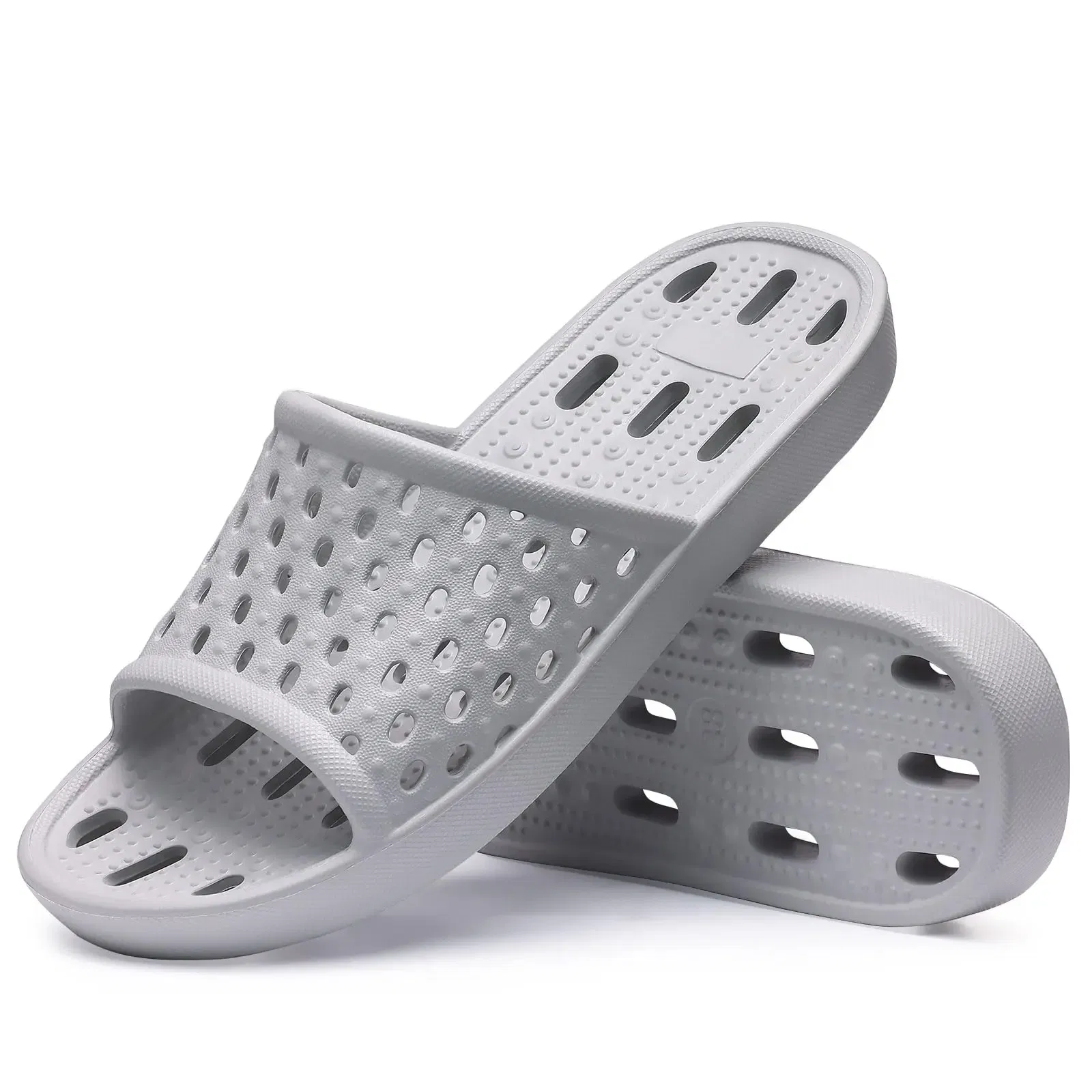 Color: Olivine, Shoe Size: 36 - Pallene Summer New Shower Shoes For Women Quick Dry Pool Sandals With Drain Holes Bathroom Slides Lightweight EVA Home Slippers