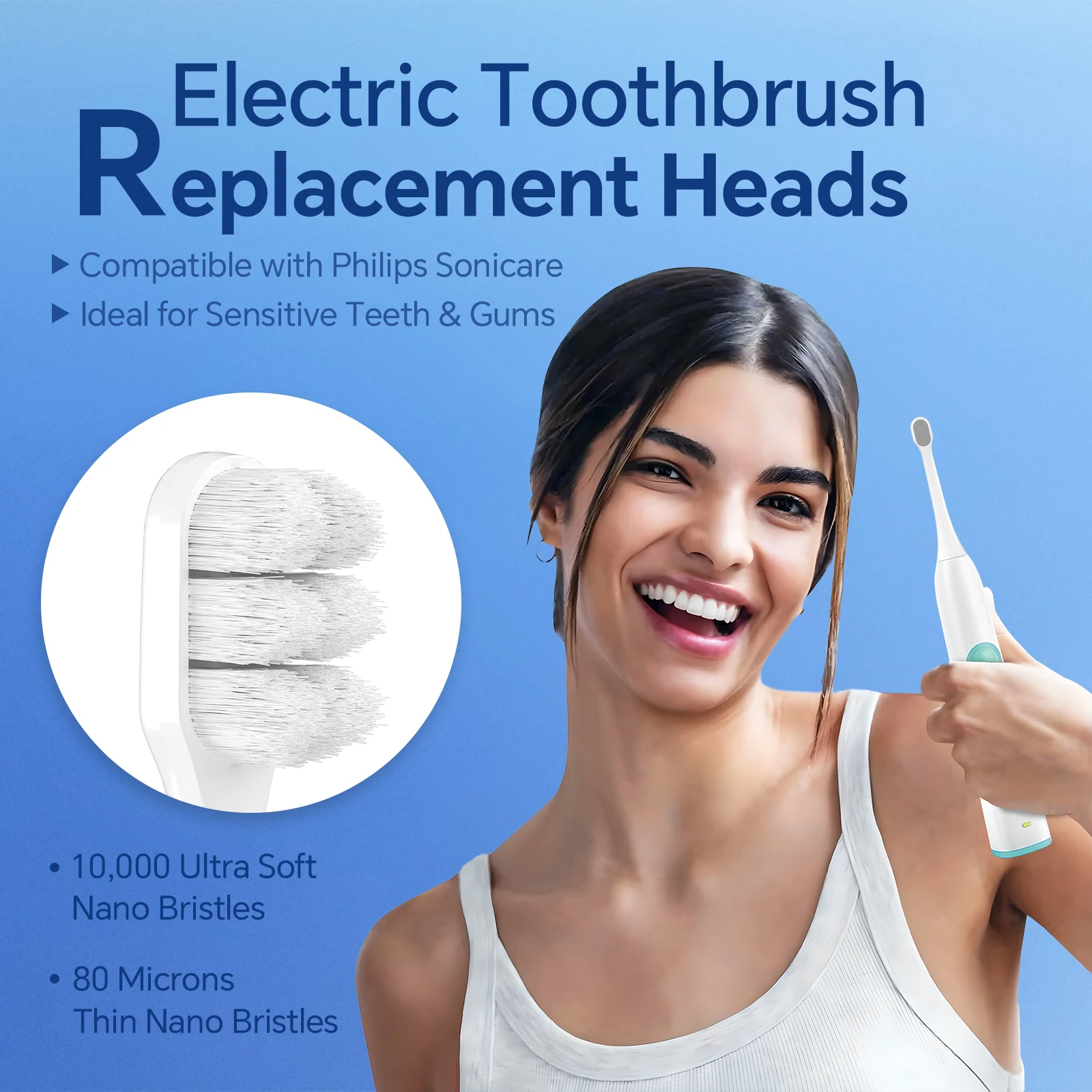 Color: Ivory - Ultra Soft Replacement Toothbrush Brush Heads Compatible with Philips Sonicare Electric Toothbrush for Sensitive Teeth Gums Care