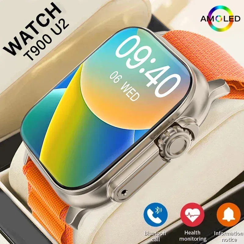 Color: black, Size: L - New Watch T900 U2 Smart Watch 49mm 2024 New NFC Men Women GPS Track Bluetooth Call BT Music Games Wireless Charging Smartwatch
