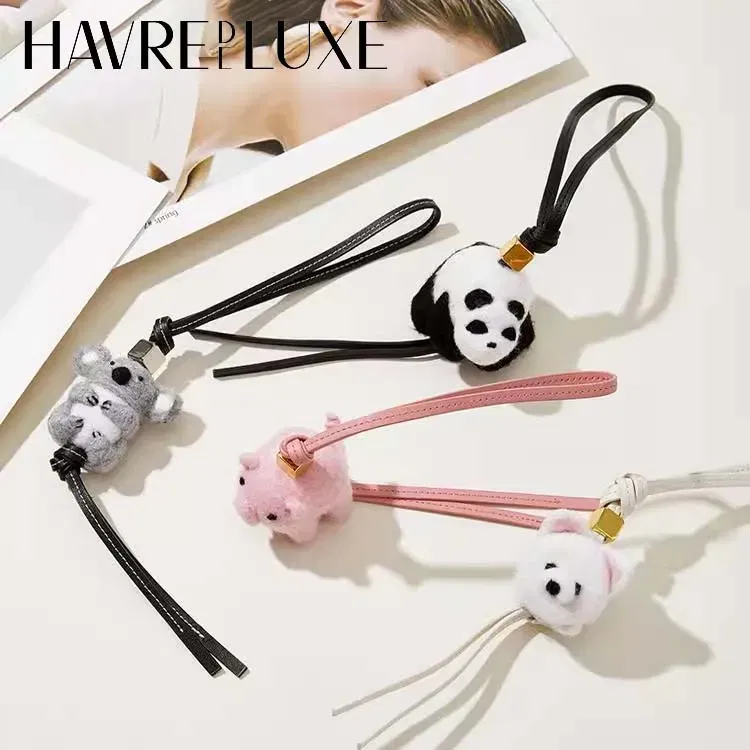 Advanced Animal Charm Wool Felt Handmade Koala Panda Rabbit Pig Deer Sheep Owl Animal Fruit Cute Doll Bags Accessories