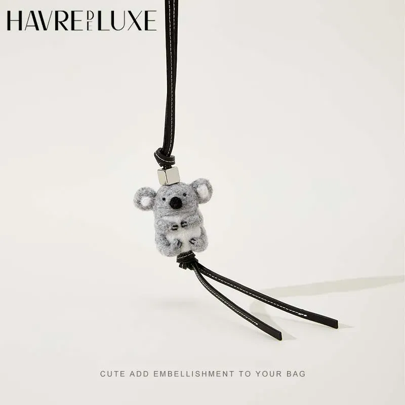 Advanced Animal Charm Wool Felt Handmade Koala Panda Rabbit Pig Deer Sheep Owl Animal Fruit Cute Doll Bags Accessories