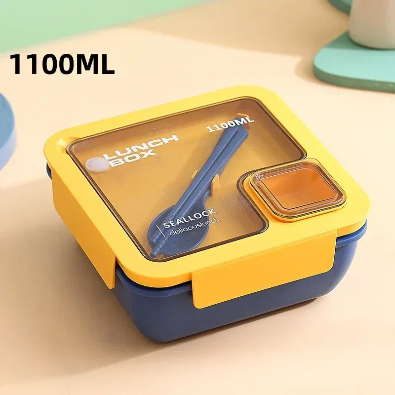 Color: green - Portable Lunch Box Lunch Bags for Children School Office Bento Box with Tableware Thermal Bag Complete Kit Microwavable Heating