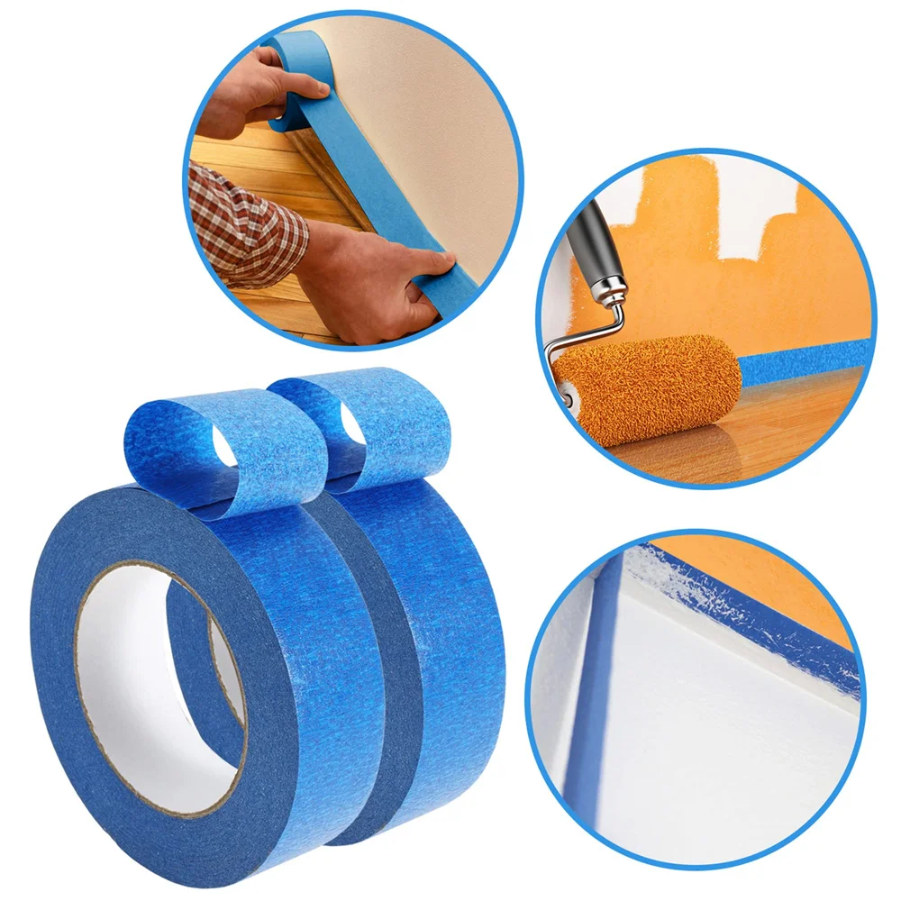 Color: Champagne - 3 Roll/Set Paint Tape Multi-Surface Masking Easy Removal Paint Tape Security Wall Painting Crafts Art Construction Home 20m/Roll