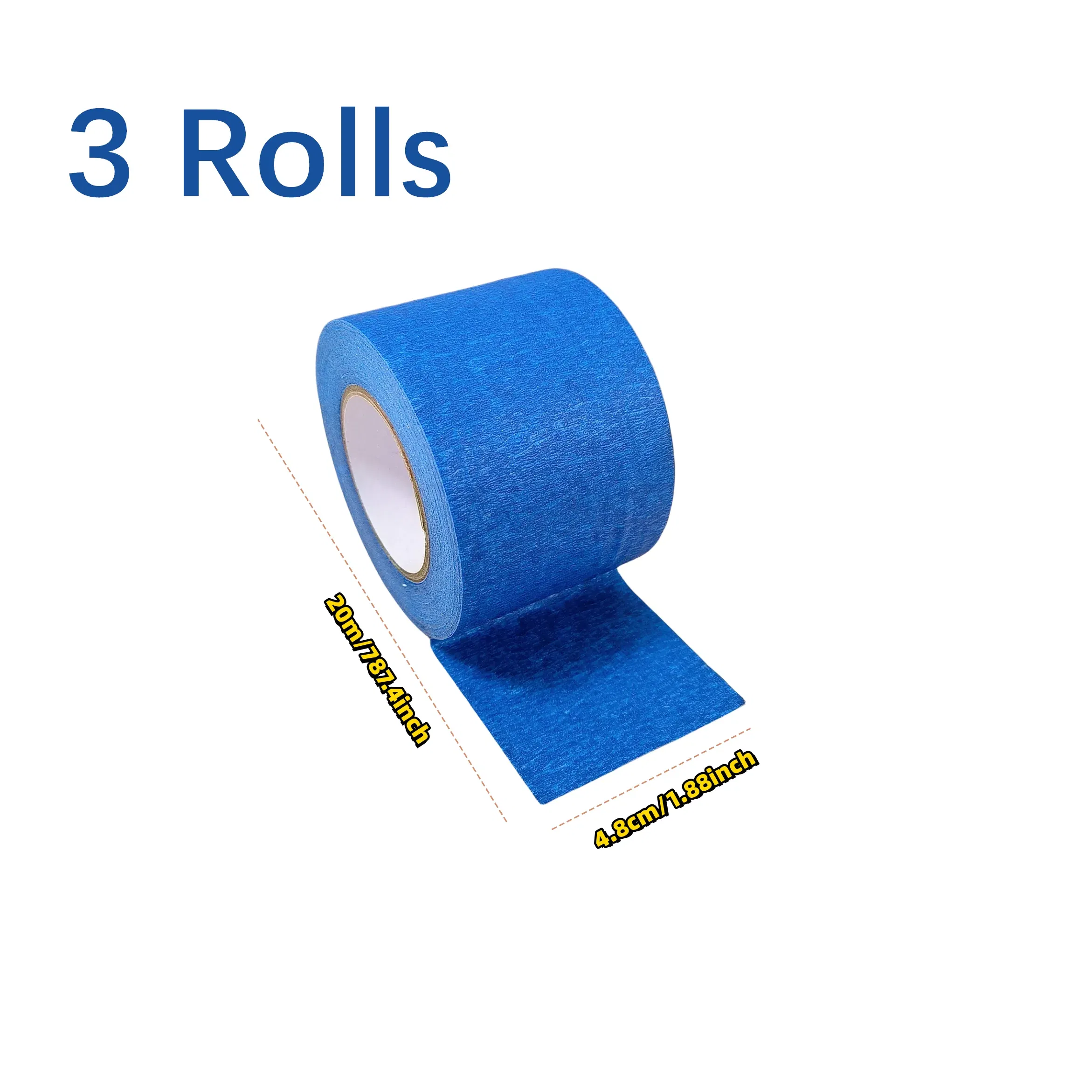 Color: Champagne - 3 Roll/Set Paint Tape Multi-Surface Masking Easy Removal Paint Tape Security Wall Painting Crafts Art Construction Home 20m/Roll