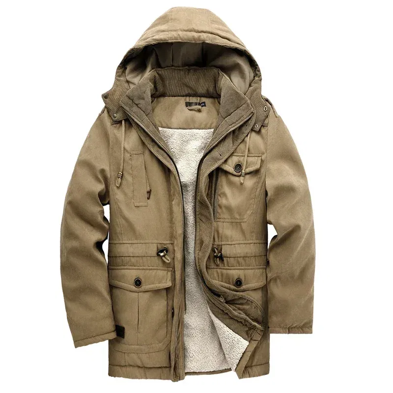 Color: Blue, Size: M - Winter Parka Military Outdoor Fleece Men Large SIZE Men Warm Jacket Men Cotton Windproof Casual Parka Stand Collar Lamb Cashmere