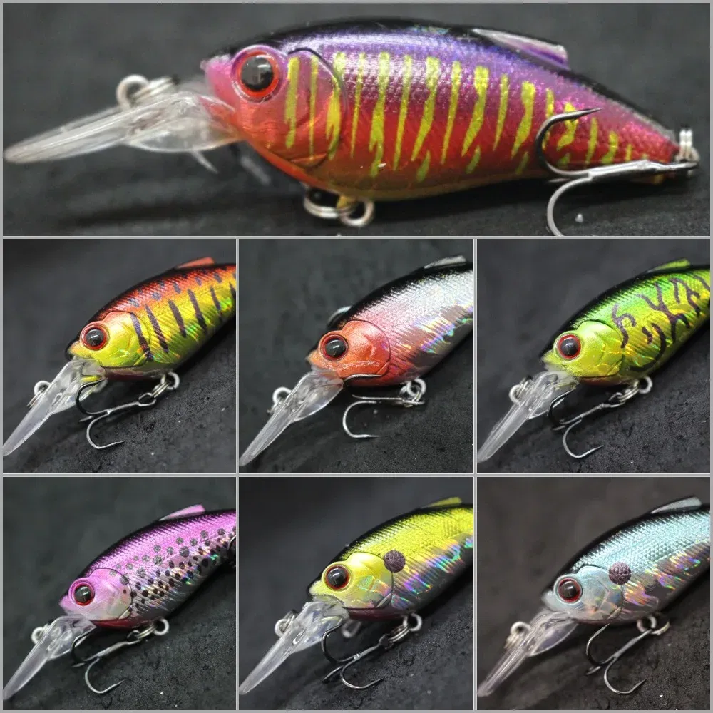 Color: Light Beige - wLure Fishing Lure Wobbler 9.4g 7cm Loud Rattling Weight Transfer to Make Longer Casting 2 #6 Treble Hooks ABS Construction C647