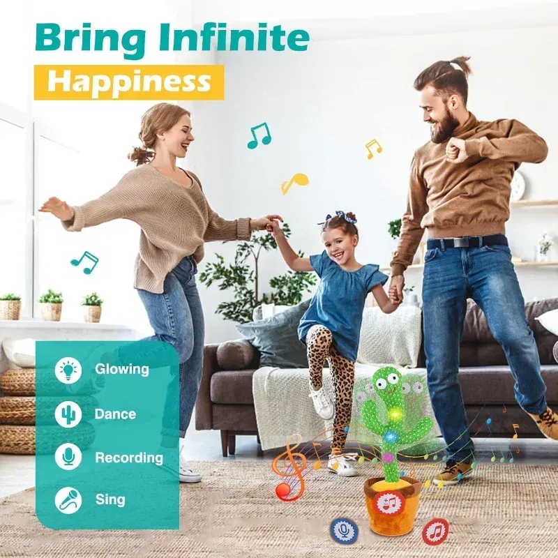 Color: GRAY - Sunshine Cactu Children's Electronic Plush Toy Dancing and Talking Cactu Children's Birthday Party Christmas Gift with 120 Songs