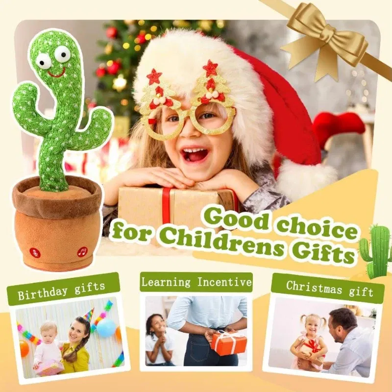 Color: GRAY - Sunshine Cactu Children's Electronic Plush Toy Dancing and Talking Cactu Children's Birthday Party Christmas Gift with 120 Songs