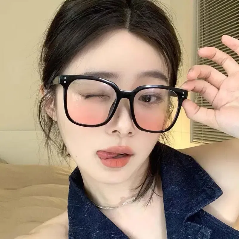 Color: Red, Ships From: CHINA - Powder Blusher Glasses Korean Oversized Gradual Pink Sunglasses Fashion Computer Goggle Women's Gift Blue Light Blocking Glasses