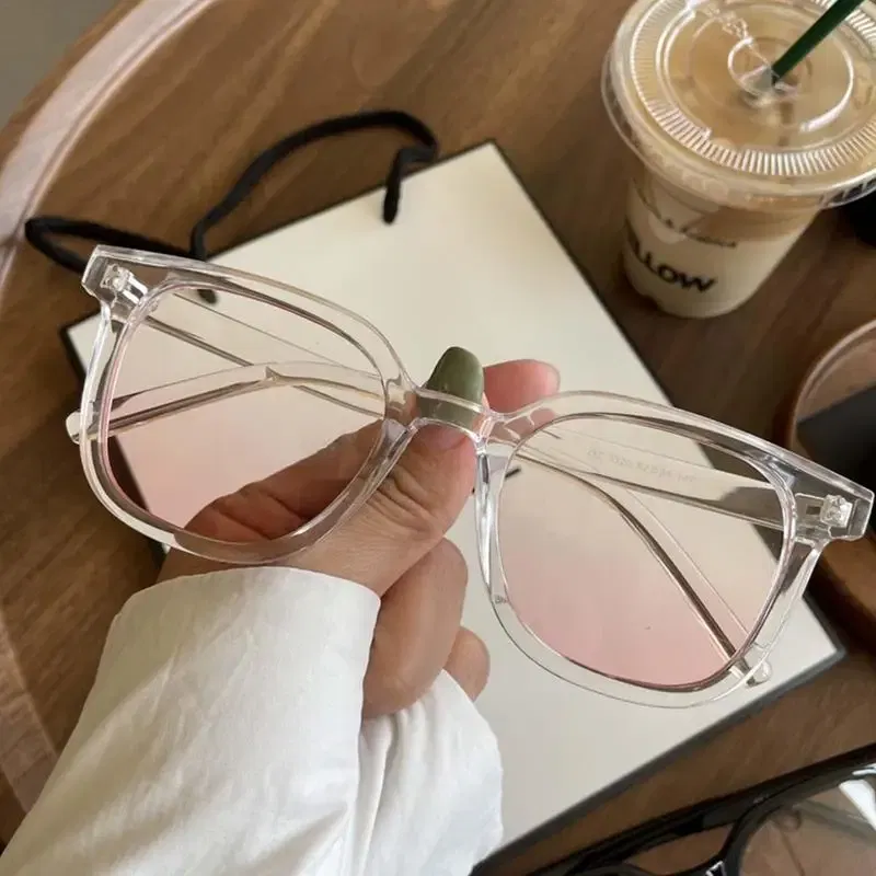 Color: Red, Ships From: CHINA - Powder Blusher Glasses Korean Oversized Gradual Pink Sunglasses Fashion Computer Goggle Women's Gift Blue Light Blocking Glasses