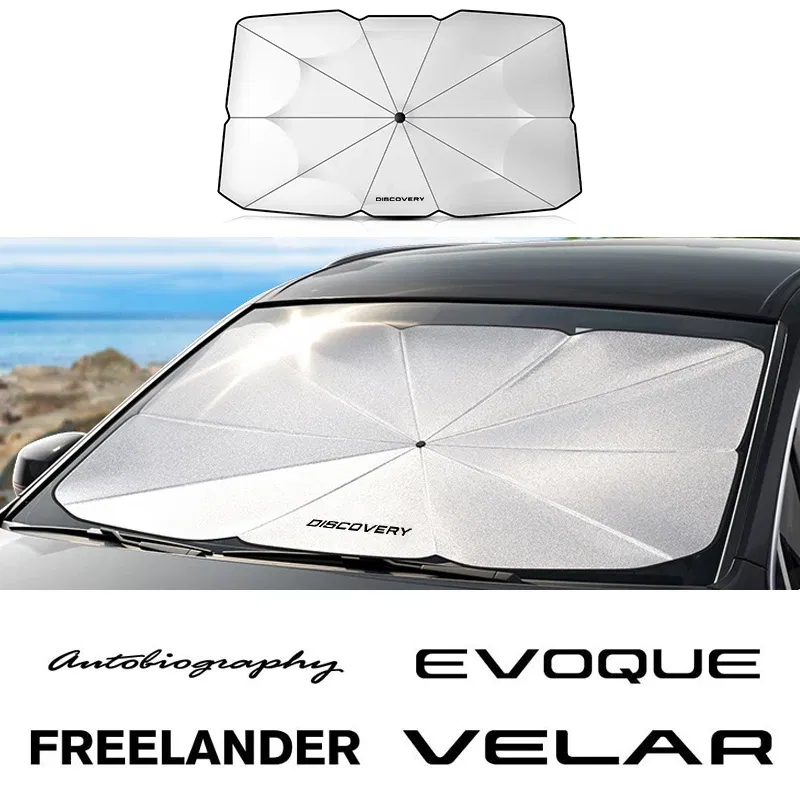 Color: Dark Grey - Car Windshield Sunshade Umbrella Car Front Shading For Land Rover Discovery 3 4 2 Freelander Evoque Velar Autogiography SVR
