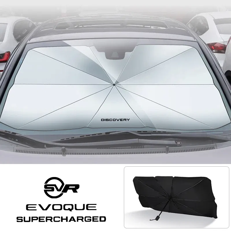Color: Dark Grey - Car Windshield Sunshade Umbrella Car Front Shading For Land Rover Discovery 3 4 2 Freelander Evoque Velar Autogiography SVR
