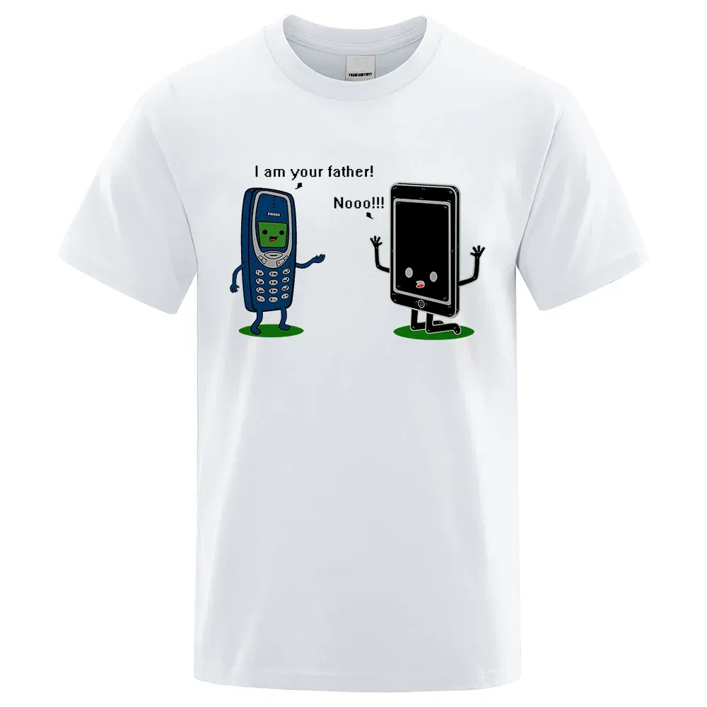 Color: Khaki, Size: XXXL - I'm your father Funny phone T-Shirts Men Women Casual Short Sleeve Crewneck Breathable Tops Cotton Summer Hip Hop Tee Clothing