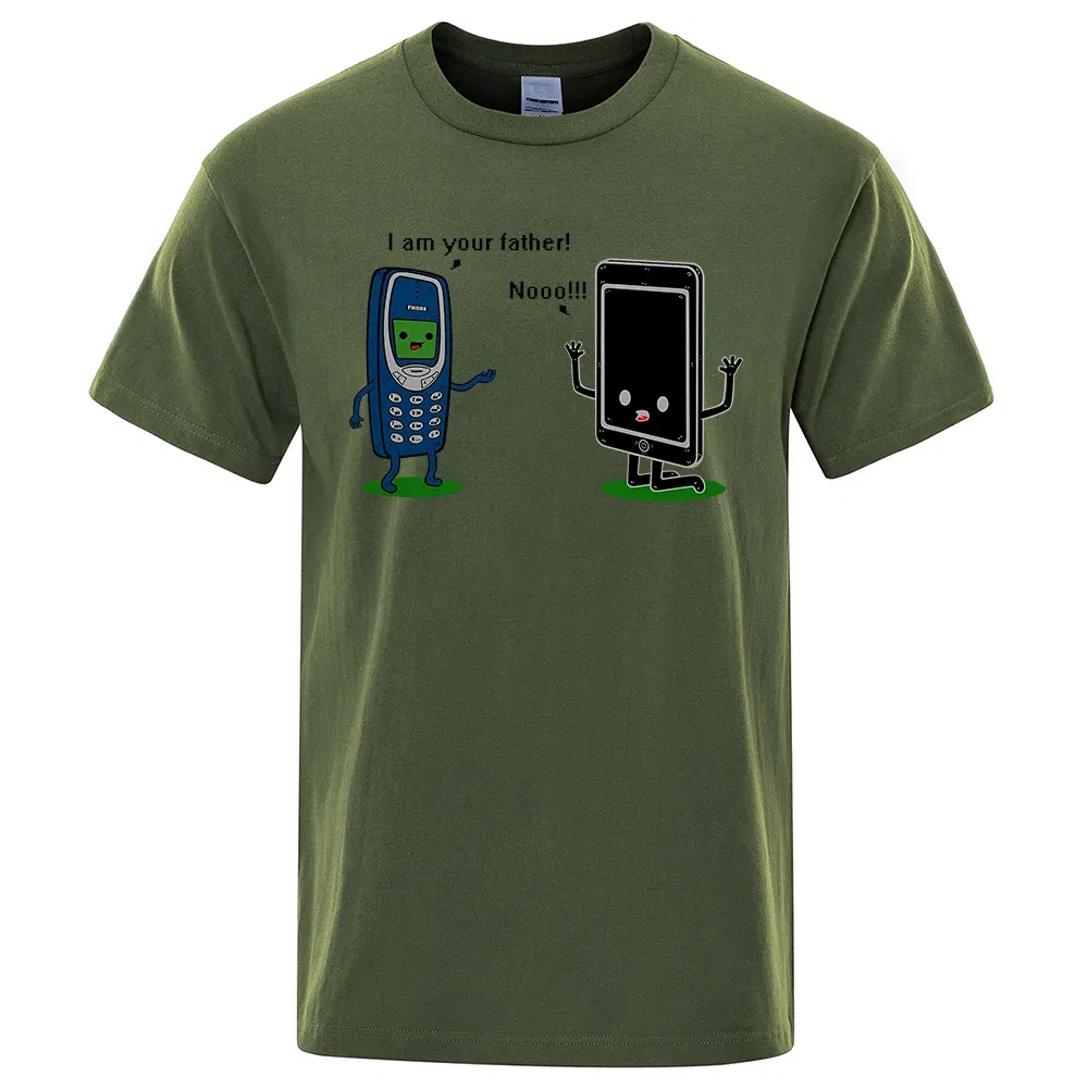 Color: Khaki, Size: XXXL - I'm your father Funny phone T-Shirts Men Women Casual Short Sleeve Crewneck Breathable Tops Cotton Summer Hip Hop Tee Clothing