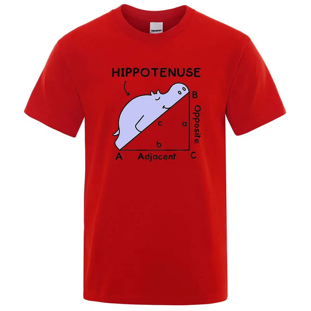 Color: Red, Size: XXL - Hippotenuse Opposite Adjacent Funny Printed Men Women T Shirts Trigonometric Functions Cotton Short Sleeve Streetwear T-shirt