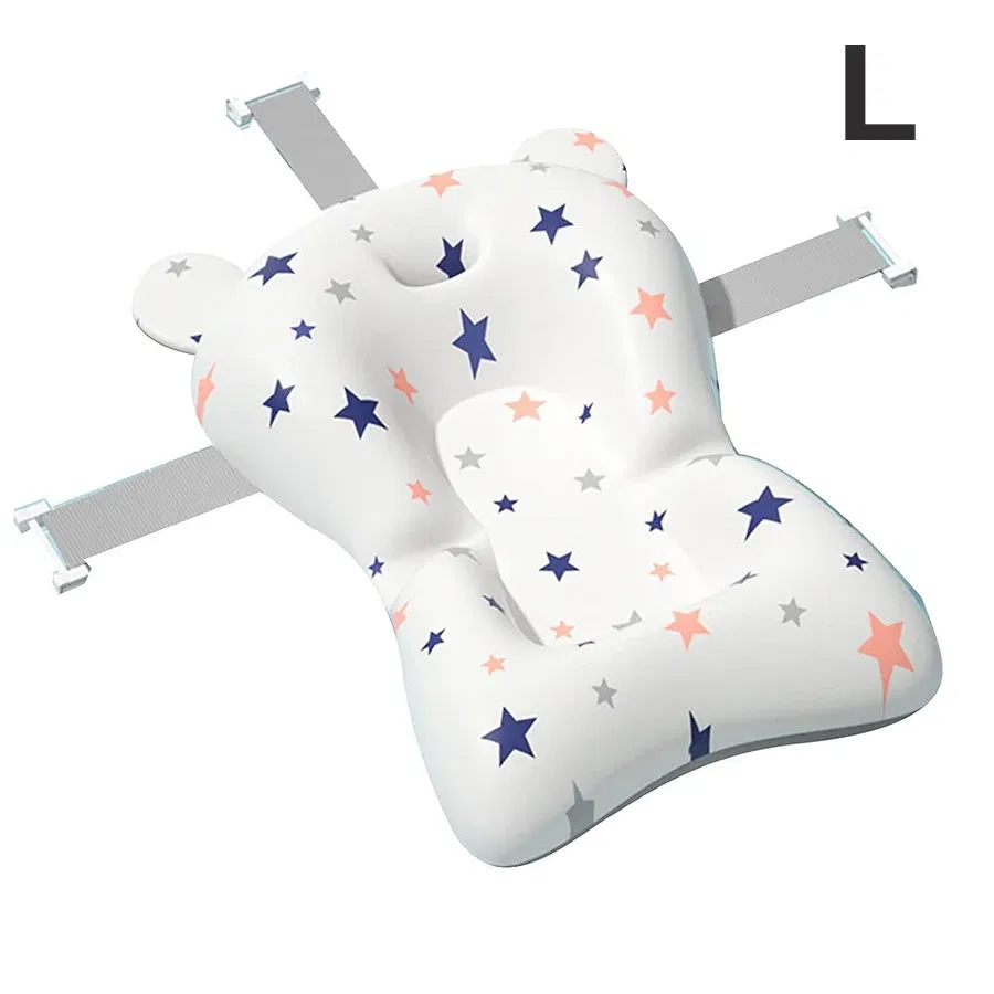 Color: GRAY - Baby Bathtub Pad Ajustable Bath Support Seat Mat Shower Cushion Newborn Foldable Baby Bath Seat Floating Security Water Pad