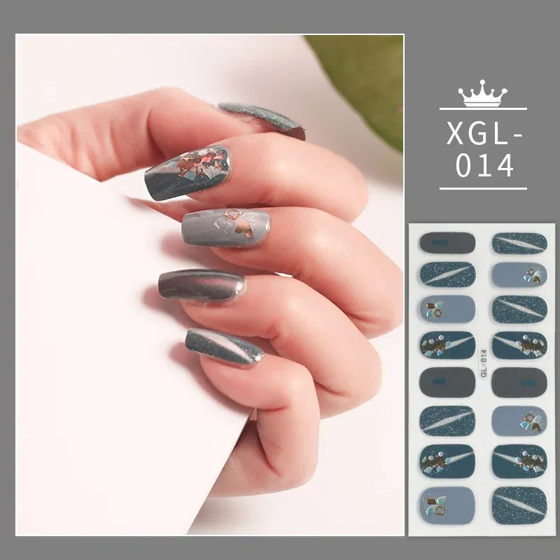 Color: Amry Green - Shiny New Year Nail Sticker Self Adhesive Decor Sticker Nail Wraps Glitter Nail Polish Sticker Waterproof Christmas Nail Sticker