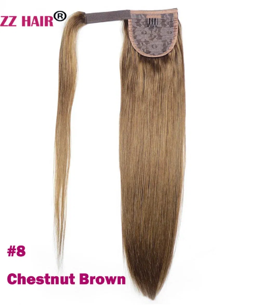 Color: #8, Life Span: 6 Months With Proper Care, Stretched Length: 18inches, Longest Hair Proportion: 35%-45% - ZZHAIR 100% Human Hair Extensions 16"-28" Machine Made Remy Magic Wrap Around Ponytail 60g-120g Clip In Horsetail Stragiht