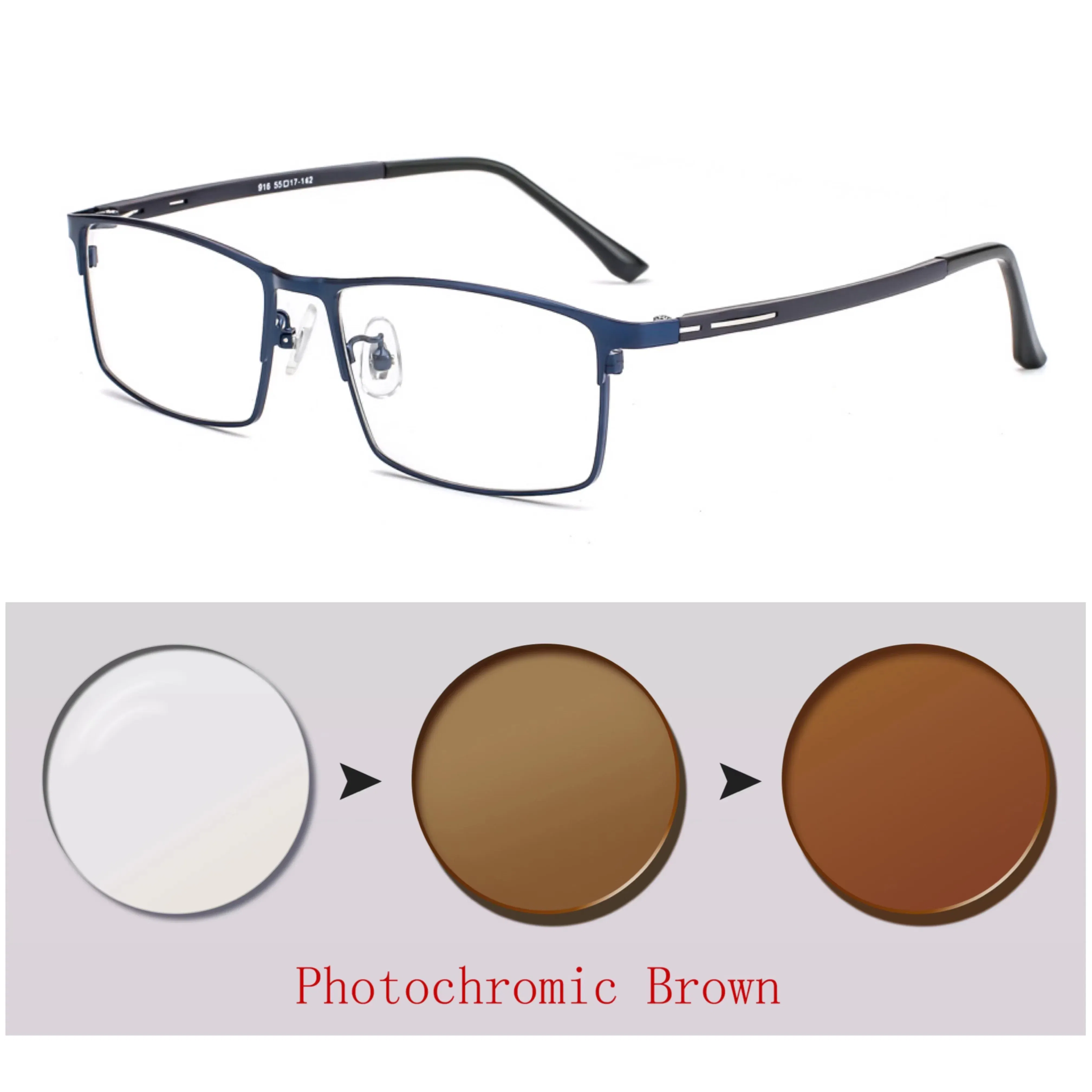 Frame Color: Blue, Ships From: CHINA, Eye Prescription: +125 - Photochromic glasses Men's reading glasses Finished glasses Student myopia glasses 0 + 0.5 + 1 + 1.25 + 1.5 + 1.75 + 2
