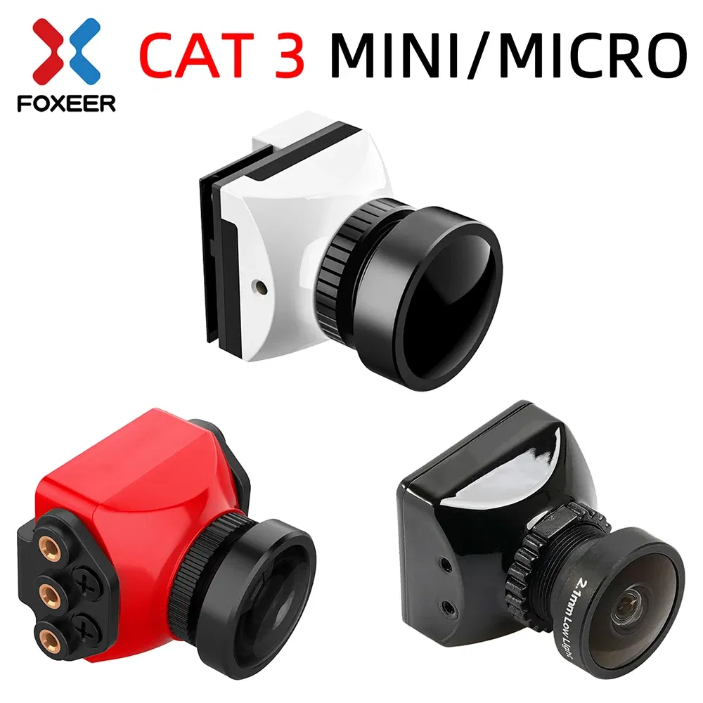 Color: WHITE - Foxeer Cat 3 Micro Mini FPV Camera Low Latency Low Noise 1200TVL 0.00001Lux FPV Night Camera 2.1mm PAL/NTSC For RC Racing Drone