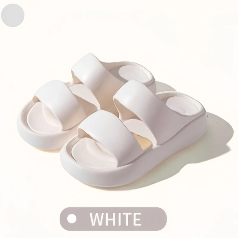 Color: WHITE, Shoe Size: 38 - Summer Women EVA Slippers Men 2024 Bathroom Non-Slip Slides Girl Outdoor Beach Casual Sandals Couple Soft Thick Soled Flip Flops