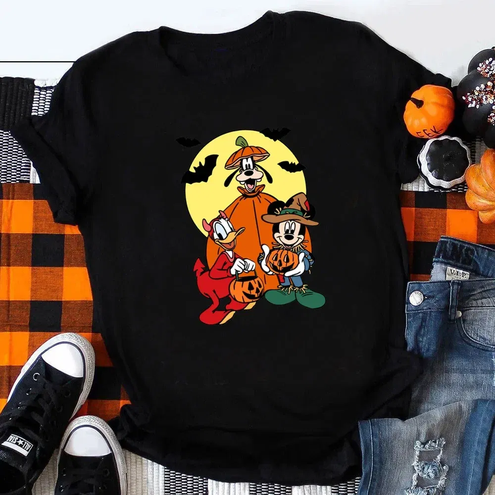 Color: Ivory, Kid Size: 3T - Funny Mickey Minnie Mummy Print Disney Children Cotton T Shirts Trick Treat Fashion Halloween Cute Kid Clothes Girls Streetwear