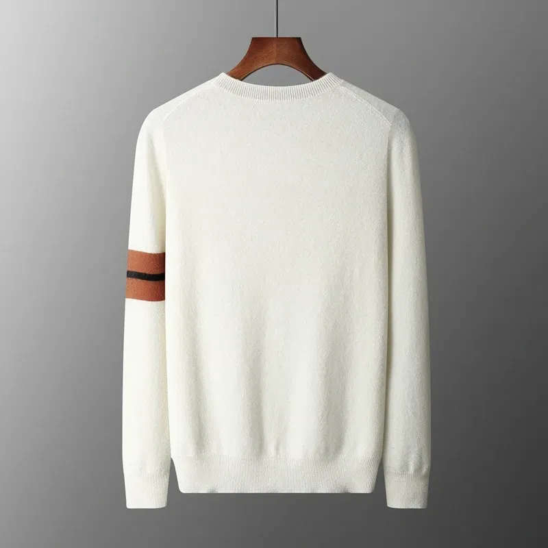 Color: Khaki, Size: XXL, Ships From: CHINA - Autumn Winter Men's O-Neck Pullover Sweater 100% Cashmere Simple Basic Knitwear Cashmere Solid Color Clothing Casual Warm Tops