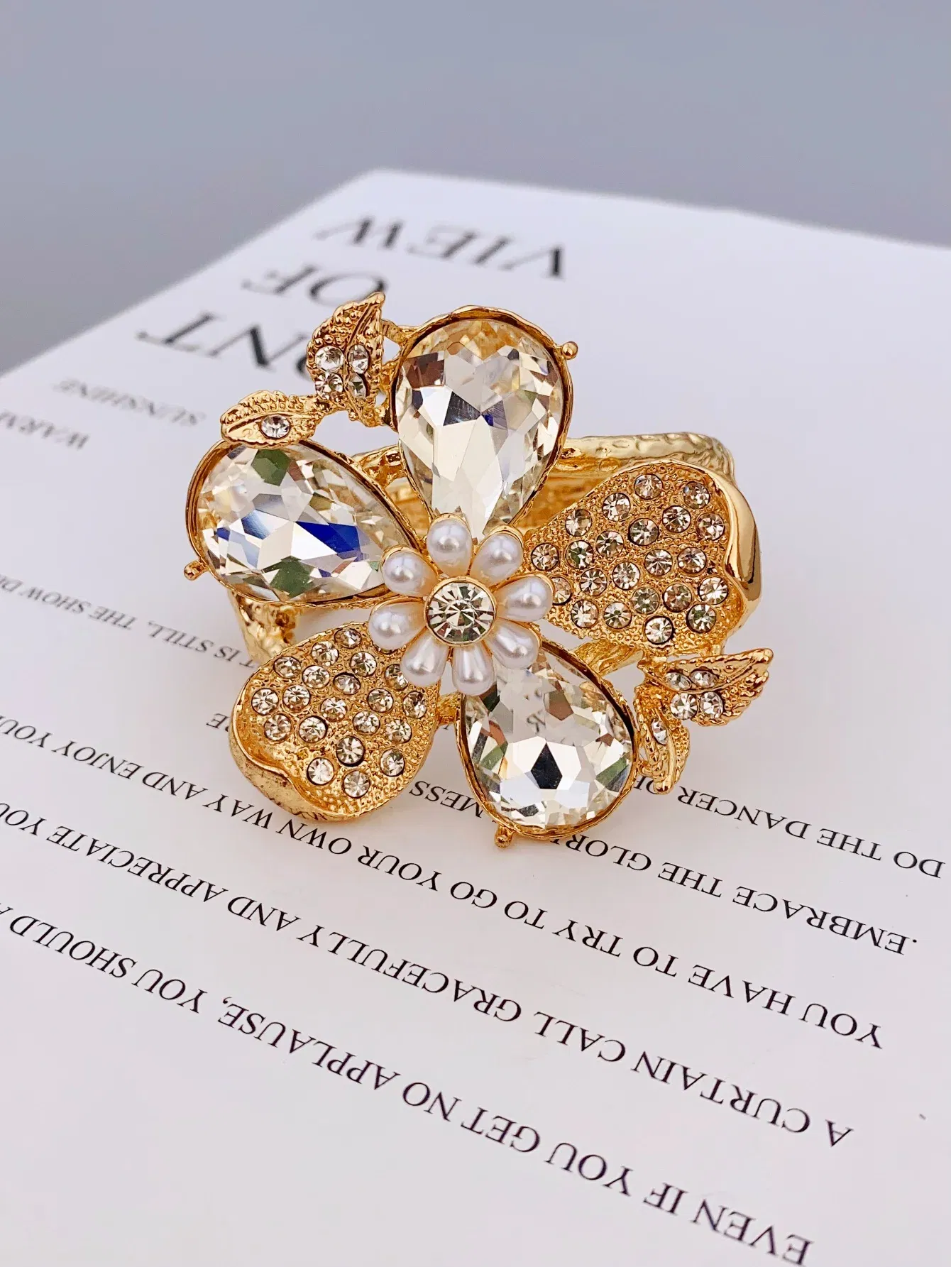Metal Color: ROSE GOLD COLOR - Exaggerated Zinc Alloy Flower Bracelet for Women in Various Occasions bracelets for women