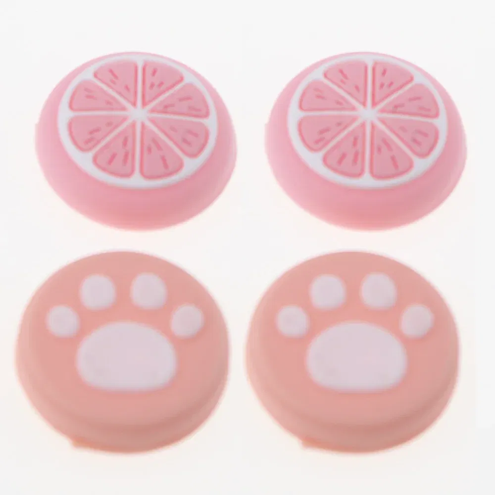 Color: WHITE - 2pcs Cherry Pink Lemon For Nintendo Switch Lite OLED Analog Thumb Grip Nintend Swith Joy Con JoyCon Controller Joystick Cap Game