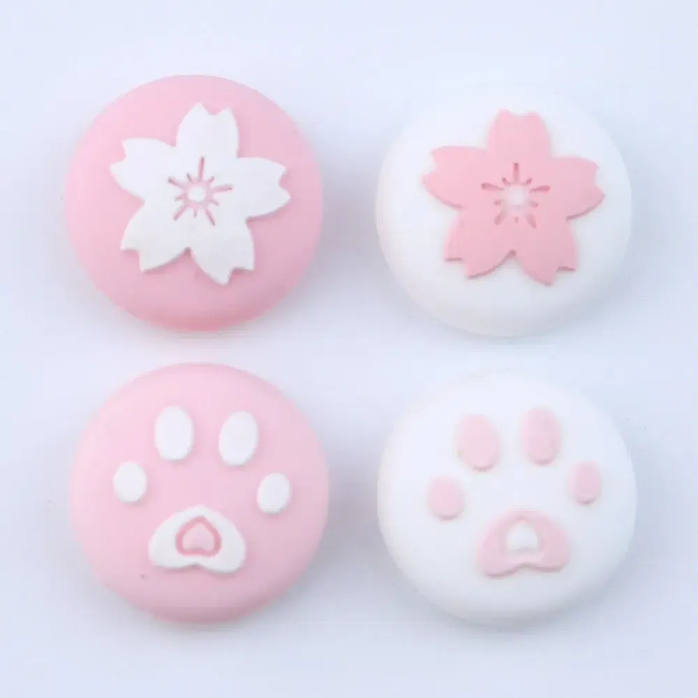 Color: WHITE - 2pcs Cherry Pink Lemon For Nintendo Switch Lite OLED Analog Thumb Grip Nintend Swith Joy Con JoyCon Controller Joystick Cap Game