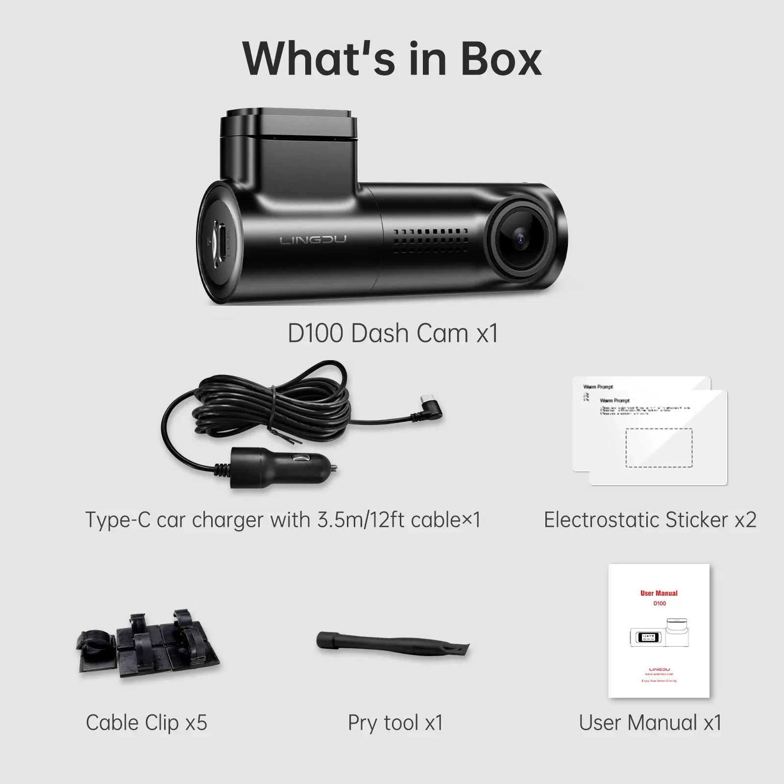 Color Name: black, Ships From: CHINA, Sd Card Memory: 8g - LINGDU D100 2.5K Dash Cam Front MINI Dash Camera for Cars Voice Control WDR Car DVR Parking Mode Built-in GPS WiFi  Night Vision