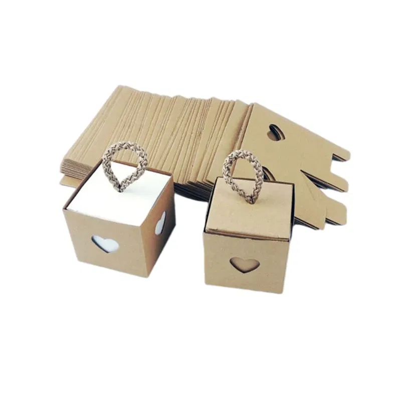 Color: Olive, Gift Box Size: 5x5x5cm, Ships From: CHINA, Gift Bag Size: 9x12cm - 25/50Pcs Kraft Paper Gift Box Square Heart Wedding Favor Candy Box With Rope Hand Packaging Bags Wedding Birthday Party Supplies