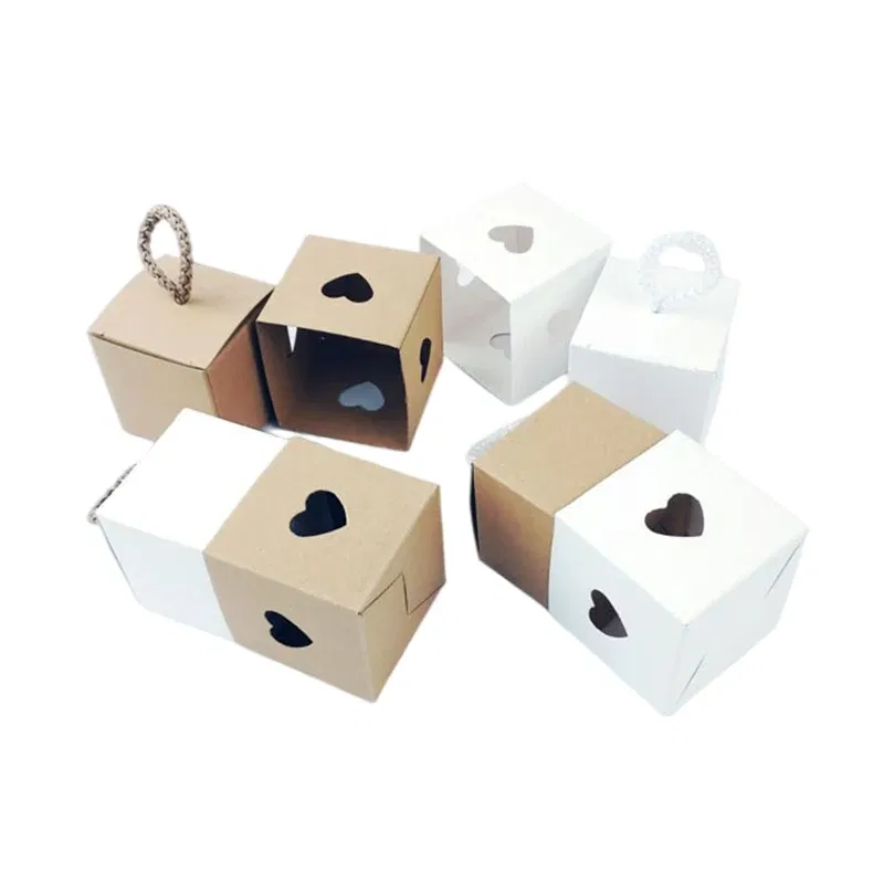 Color: Olive, Gift Box Size: 5x5x5cm, Ships From: CHINA, Gift Bag Size: 9x12cm - 25/50Pcs Kraft Paper Gift Box Square Heart Wedding Favor Candy Box With Rope Hand Packaging Bags Wedding Birthday Party Supplies